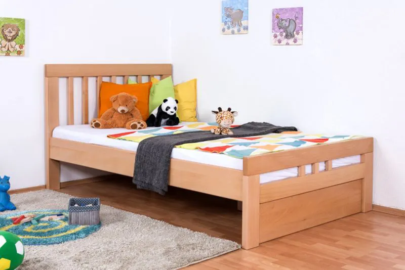 Kinderbett 120 x 200 cm | Massivholz: Buche | Natur Abbildung