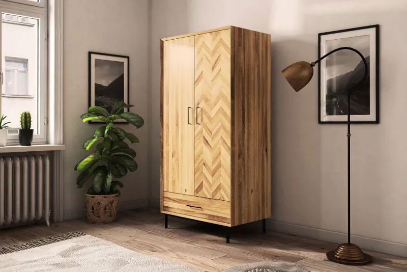 97 cm breiter Kleiderschrank mit 2 Türen | Farbe: Natur Abbildung