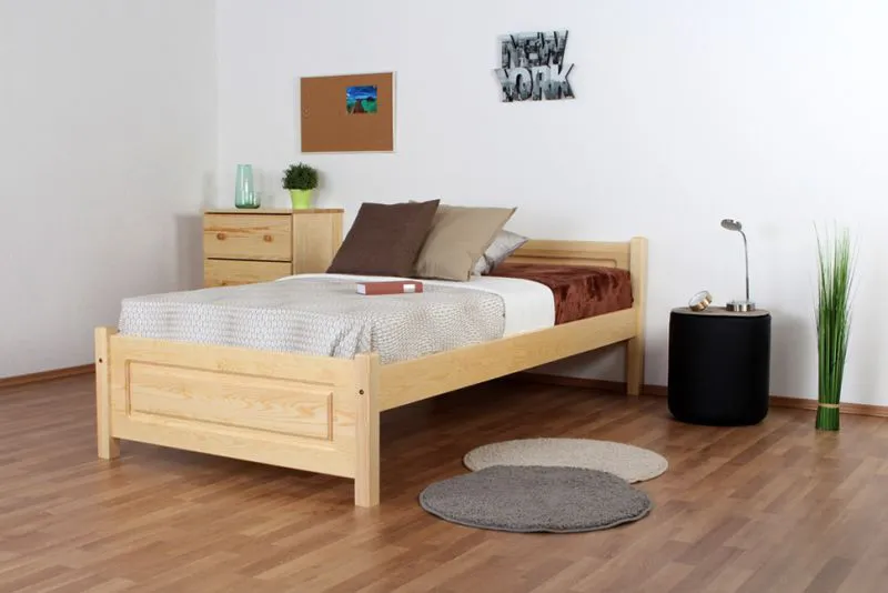 Kinderbett 100 x 200 cm | Massivholz: Kiefer | Natur Lackiert Abbildung