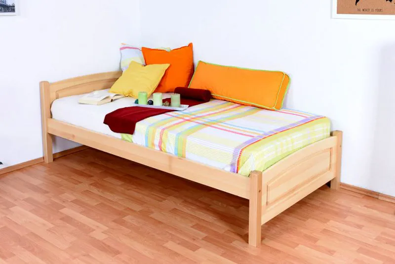 Bettrahmen für Kinder / Kinderbett 100 x 200 cm | Massivholz: Buche | Natur Lackiert Abbildung