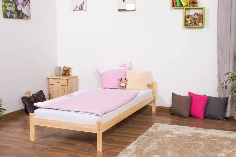 Holzbett 90 x 200 cm Kiefer massiv Natur Abbildung