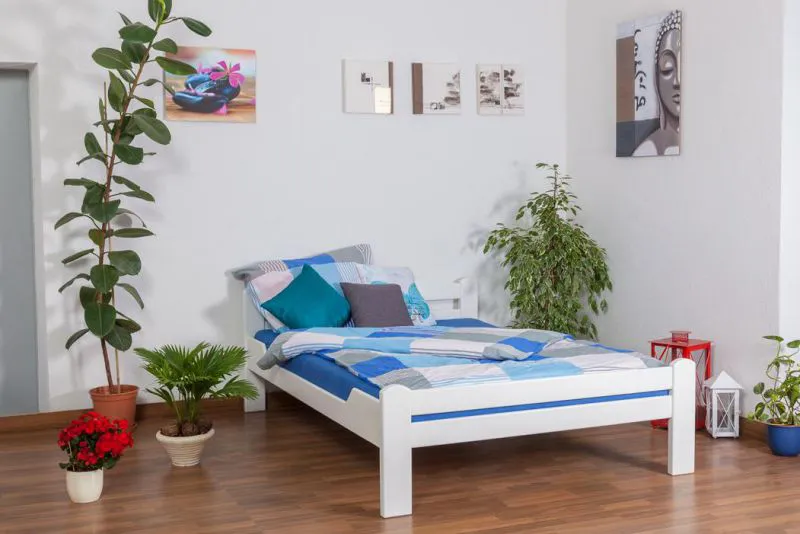 Weißes Buche Bett 140 x 200 cm Weiß massiv Abbildung