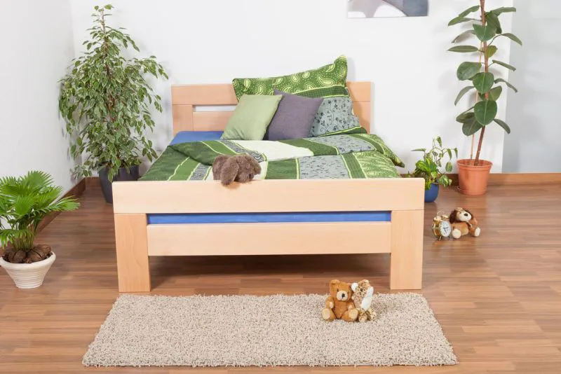 Massivholz Bettgestell Buche 140 x 200 cm Natur Abbildung