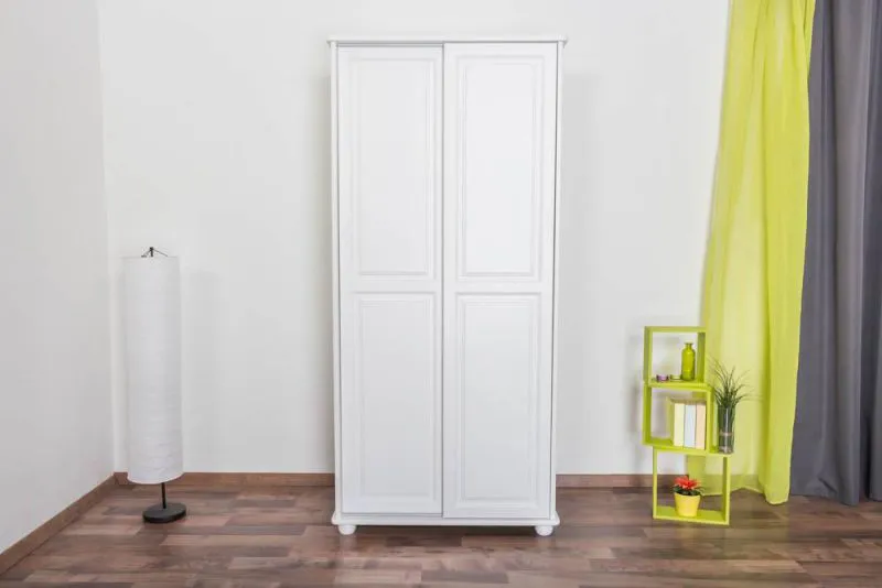 Echtholz-Kleiderschrank, Farbe: Weiß 195x92x59 cm Abbildung