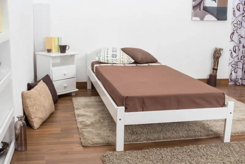 Bett 90 x 200 cm Kiefer Weiß mit Lattenrost Abbildung