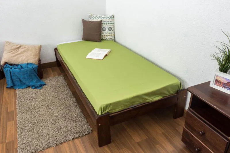 Massivholzbett Kiefer 90 x 200 cm Nuss Abbildung