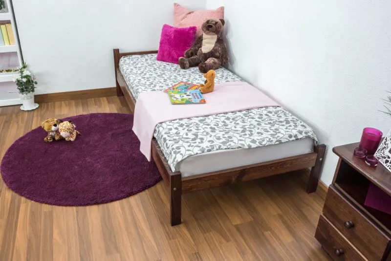 Bett 90 x 200 cm Kiefer massiv Nuss Abbildung