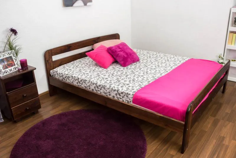 Massivholz Bettgestell Kiefer 160 x 200 cm Nuss Abbildung
