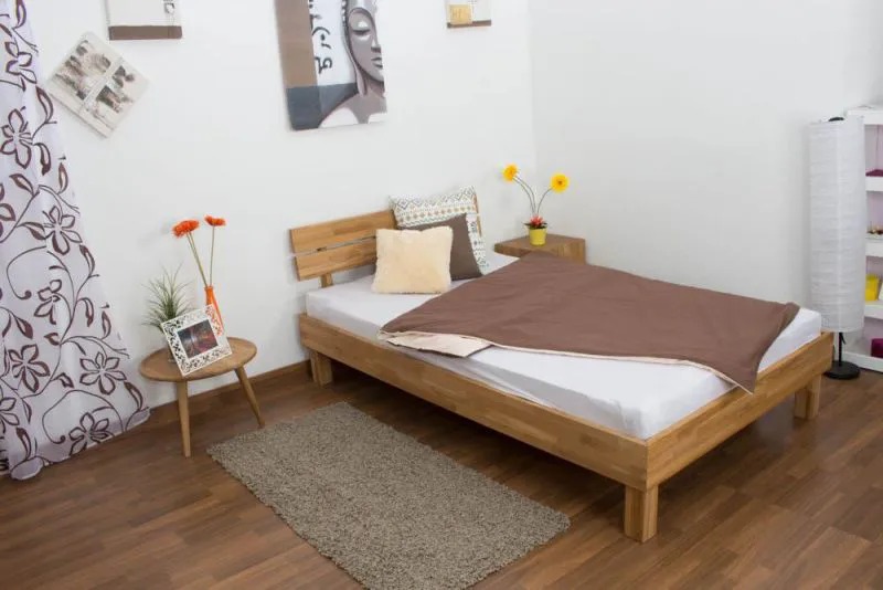 Massivholz Bettgestell Eiche 120 x 200 cm geölt Abbildung