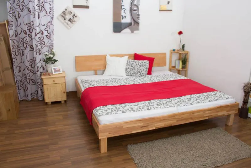 Massivholz Bettgestell Kernbuche 200 x 200 cm geölt Abbildung