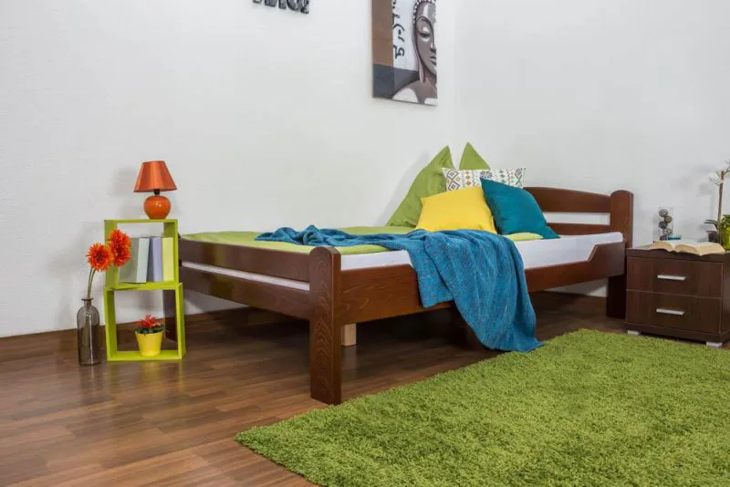 Buche Holzbett Bettgestell 120 x 200 cm Dunkelbraun Abbildung
