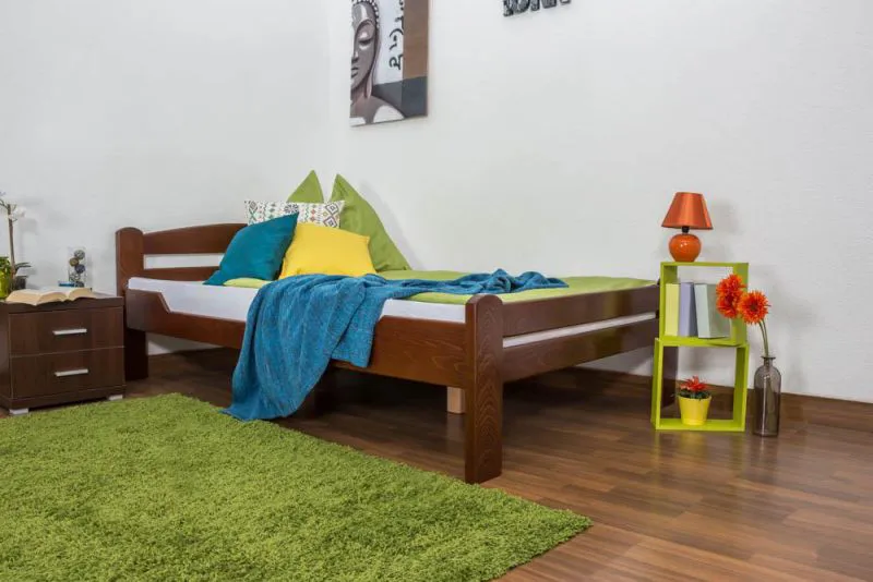 Bett 120 x 200 cm Buche massiv Dunkelbraun Abbildung