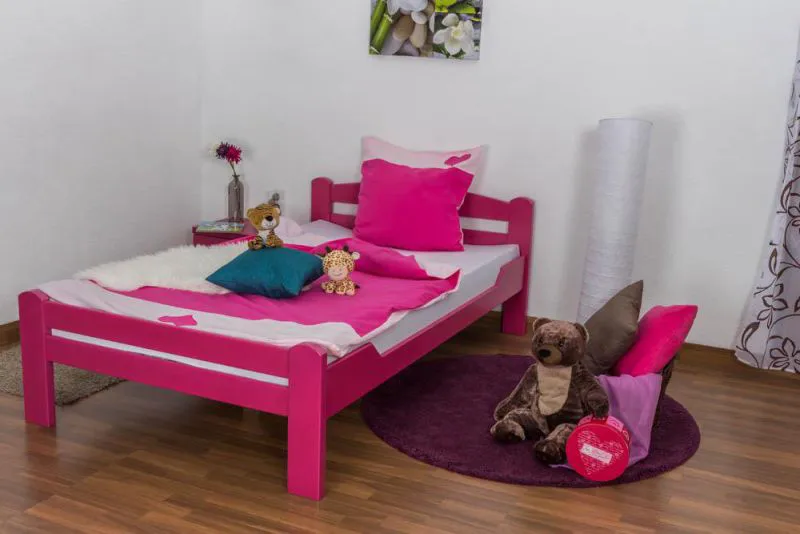 Buche Holzbett Bettgestell 120 x 200 cm Rosa Abbildung