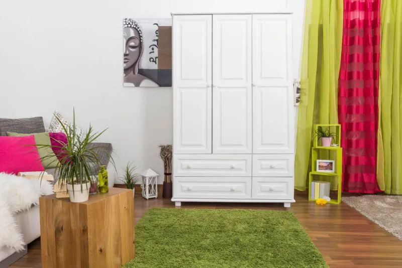 Kleiderschrank, Farbe: Weiß 190x120x60 cm Abbildung