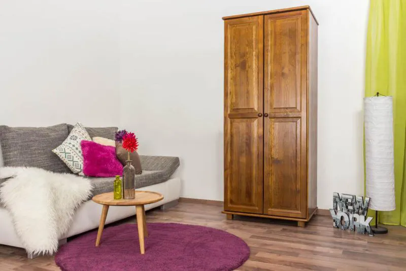 Landhaus-Stil Kiefer-Kleiderschrank, Farbe: Eiche 190x80x60 cm Abbildung