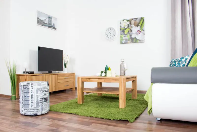 Wohnzimmertisch Eiche Massivholz Farbe: Natur 50x80x80 cm Abbildung