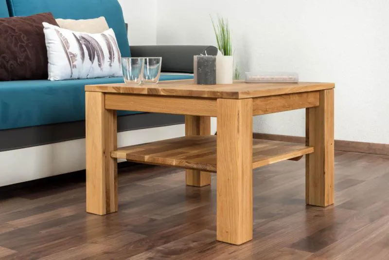 Couchtisch Eiche Massivholz Farbe: Natur 45x65x65 cm Abbildung