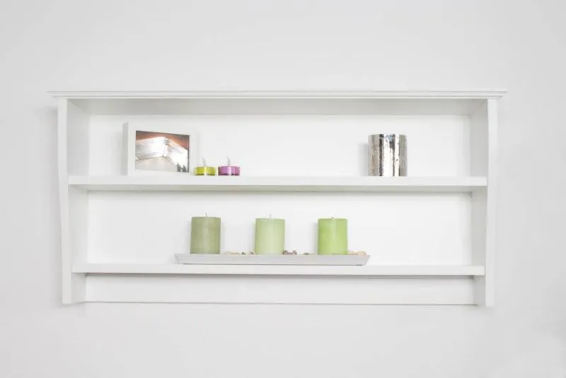 Hängeregal, Wandregal, Bücherregal - 100 cm breit, Kiefer Massivholz, Farbe: Weiß Abbildung