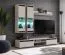 Wohnwand | Farbe: Eiche Hickory Jackson / Schwarz | Push-to-open Funktion | Maße: 175 x 37 x 150 cm | inkl. LED-Beleuchtung | 1 TV-Unterschrank | 2 Vitrinen | 1 Wandregal