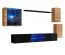 Stylische Wohnwand Volleberg 45, Farbe: Eiche Wotan / Schwarz - Abmessungen: 140 x 250 x 40 cm (H x B x T), mit LED-Beleuchtung