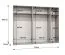 Kleiderschrank mit drei Kleiderstangen | Farbe: Walnuss | 2,5 Meter breit | drei Fächer | drei Türen | Soft-Close-Funktion | Griffe: Gold | für Schlafzimmer