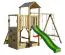 Spielturm 19 inkl. Wellenrutsche, Kletterwand, Sandkasten, Doppelschaukel-Anbau und Strickleiter - Abmessungen: 405 x 375 cm (B x T)