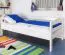Kinderbett 90 x 190 cm | Massivholz: Buche | Weiß Lackiert Abbildung