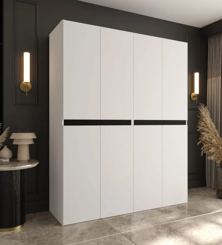 Drehtürenschrank | Weiß | 8 Drehtüren | 6 Fächer | 2 Kleiderstangen | Kleiderschrank | 180 x 52 x 203 cm | hochwertig Verarbeitet | Soft-Close Funktion