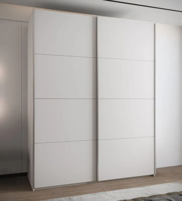 Kleiderschrank / Schiebetürenschrank | 10 Einlegeböden | 11 Fächer | 245,5 x 190 x 64 cm | 2 Kleiderstangen | 2 Schiebetüren | Farbe: Weiß | Soft-Close
