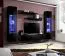 Dunkle Wohnwand Hompland 12, Farbe: Schwarz - Abmessungen: 170 x 260 x 40 cm (H x B x T), mit Push-to-open Funktion