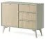 Schmale Kommode Crewe 04, Farbe: Eukalyptus / Eiche - Abmessungen: 80 x 106 x 38 cm (H x B x T)
