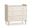 Babyzimmer Kommode | drei Schubladen | Farbe: Beige | Kinderzimmer | Griffe & Beine: Gold | Soft-Close | Maße: 90 x 50 x 90 cm | runde Griffe