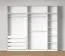 Offener Kleiderschrank | 3 Kleiderstangen | Farbe: Weiß | 4 Innenschubladen | 8 Fächer | Maße: 256,5 x 55 x 234 cm | 4 Holzeinlegeböden | für Ankleidezimmer
