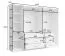 Kleiderschrank | 6 Schubladen | Farbe: Weiß | 2 Drehtüren | 3 Spiegeltüren | 2 Kleiderstangen | Maße: 250 x 58 x 200,5 cm | Drehtürenschrank | für Schlafzimmer