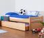 Bettrahmen für Kinder 90 x 200 cm mit Ausziehbett 90 x 190 cm als Gästebett-Funktion | Massivholz: Buche | Natur Lackiert | inkl. 2. Liegeplatz 90 x 190 cm ausziehbar und 2 Rollrost Abbildung