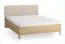 Doppelbett | 160 x 200 cm | Eiche massiv | Farbe: Eiche / Beige | dezent abgerundete Form | inkl. Lattenrost | weich gepolsterte Kopfstütze