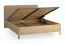 Doppelbett | 160 x 200 cm | Eiche massiv | Farbe: Eiche / Taupe | dezent abgerundete Form | inkl. Lift up Lattenrost | weich gepolsterte Kopfstütze