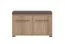 Garderobe Komplett - Set A Paduna, 5-teilig, Farbe: Eiche Artisan, ein Garderobenschrank, eine Kommode, ein Schuhschrank mit Sitzkissen, Spiegel und Garderobe mit 6 Haken