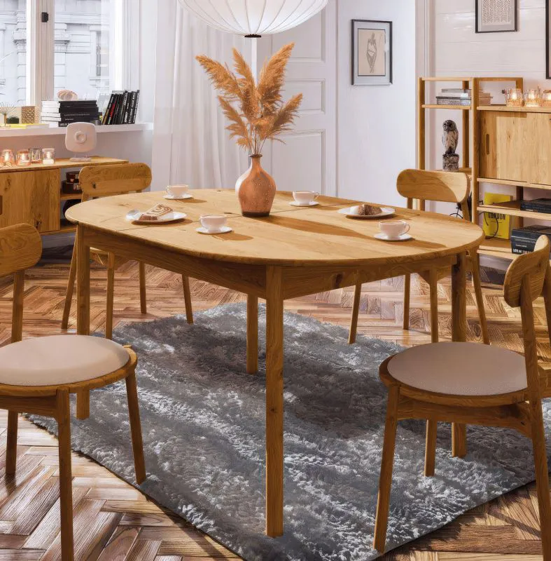 Esstisch ausziehbar Wellsford 55 Wildeiche massiv geölt - Abmessungen: 160-200 x 90 cm (B x T)