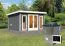 Saunahaus "Anni 2" SET A mit Ofen 9 kW, Farbe: Terragrau - 369 x 309 cm (B x T), Grundfläche: 9,3 m²
