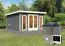 Saunahaus "Anni 3" SET B mit Ofen 9 kW, Farbe: Terragrau - 369 x 369 cm (B x T), Grundfläche: 13,32 m²