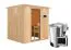Sauna "Agnar" SET mit bronzierter Tür und Kranz mit-Ofen BIO 3,6 kW ext. Steuerung modern - 210 x 184 x 202 cm (B x T x H)