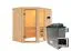 Sauna "Bjarki 1" SET mit bronzierter Tür & Ofen externe Steuerung easy 9 kW Edelstahl - 196 x 151 x 198 cm (B x T x H)
