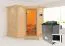 Sauna "Tjara 1" SET mit Kranz und Ofen externe Steuerung easy 9 kW Edelstahl, Steuerung. Easy - 221 x 198 x 212 cm (B x T x H)