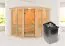 Sauna "Alvara" SET mit bronzierter Tür und Kranz - Farbe: Natur, Ofen 9 kW - 245 x 210 x 202 cm (B x T x H)