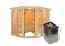 Sauna "Alvara" SET mit bronzierter Tür und Kranz - Farbe: Natur, Ofen 9 kW - 245 x 210 x 202 cm (B x T x H)