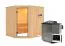 Sauna "Manadis" SET mit bronzierter Tür - Farbe: Natur, Ofen BIO 9 kW - 196 x 178 x 198 cm (B x T x H)