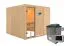 Sauna "Eldar" SET mit bronzierter Tür - Farbe: Natur, Ofen externe Steuerung easy 9 kW - 231 x 231 x 198 cm (B x T x H)