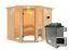 Sauna "Tjelvar 3" SET mit bronzierter Tür und Kranz mit Ofen externe Steuerung easy 9 kW Edelstahl - 245 x 210 x 202 cm (B x T x H)