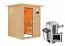 Sauna "Eivind" SET mit bronzierter Tür und Kranz - Farbe: Natur, Ofen externe Steuerung easy 3,6 kW - 173 x 159 x 191 cm (B x T x H)